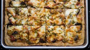 roasted eggplant & zucchini pizza with béchamel sauce