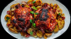 piri-piri sauce oven-roasted cockerels