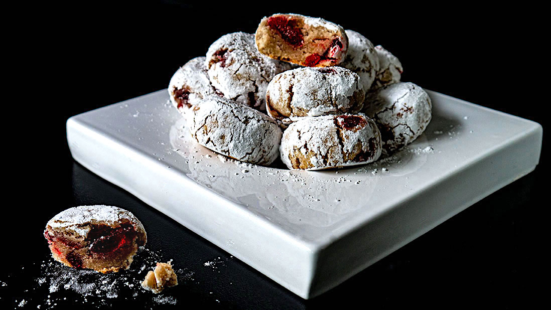 almond & rose & candied cherry soft amaretti cookies