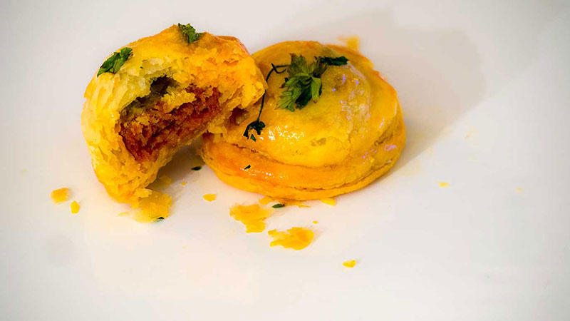 chorizo and parmesan puff pastry bites