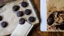 icy dark chocolate coated pumpkin caramels