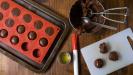 icy dark chocolate coated pumpkin caramels