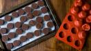 icy dark chocolate coated pumpkin caramels