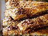 roquefort and walnut puffed strips