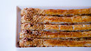 roquefort and walnut puffed strips