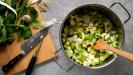 hot (or cold) broccoli feta mint soup
