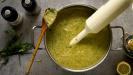 hot (or cold) broccoli feta mint soup