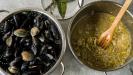 beer-cooked mussels & (a few) clams too