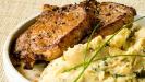 marinated pork chops & potato cabbage mash