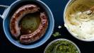 saucisses de boeuf épicées aux piments & herbes & légumes verts