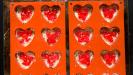 crunchy crumbly chocolate & cherry & caramel heart cookies