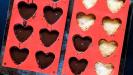 crunchy crumbly chocolate & cherry & caramel heart cookies
