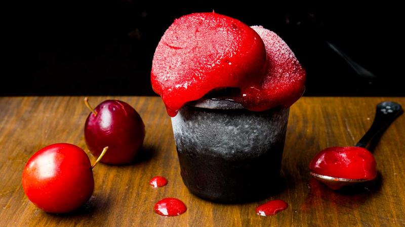 spiced plum vermouth 'almost a cocktail' sorbet