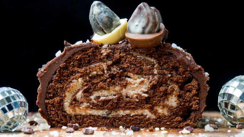 chocolate & chestnut yule log