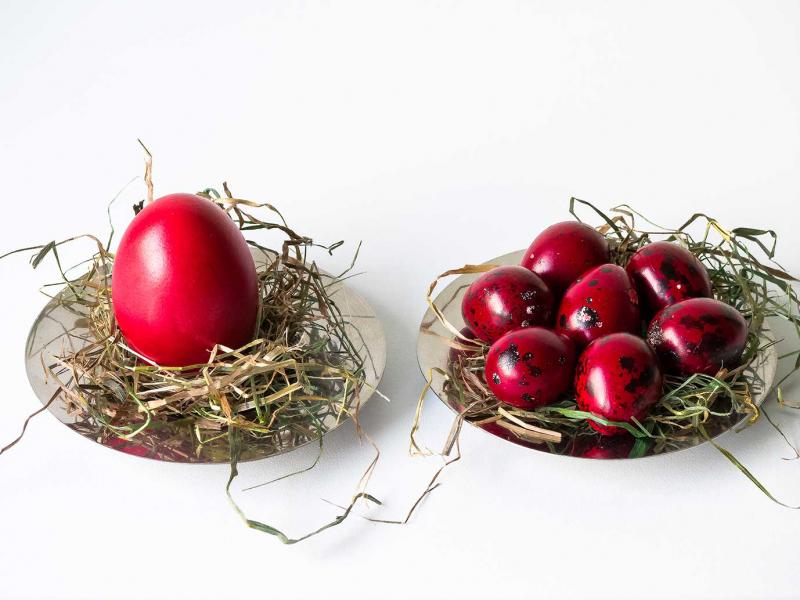 red quail eggs for easter