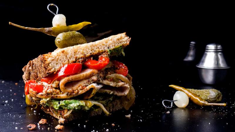 ‘roast beast’ leftovers sandwich with all the extras