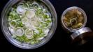 spring onion & feta-yogurt cream pizza