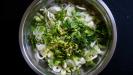 spring onion & feta-yogurt cream pizza