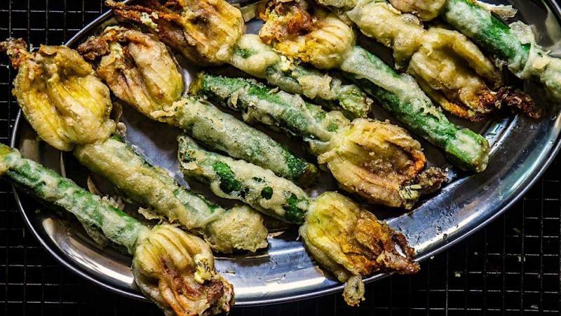 stuffed & fried zucchini flowers