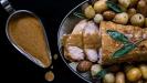 roast pork (or veal) in milk & sage with baby potatoes & pearl onions