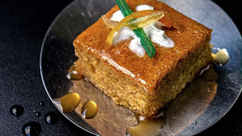 «ravani» lime & geranium & mastic syrup-soaked semolina cake