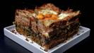 triple-layered «croque monsieur & madame» quadruple club-sandwich cake (with a mushroom & bacon & arugula heart)