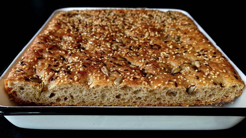 sesame & beer & olive oil «lagana» greek flatbread