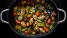mirepoix & beer braised rabbit roast and/or stew