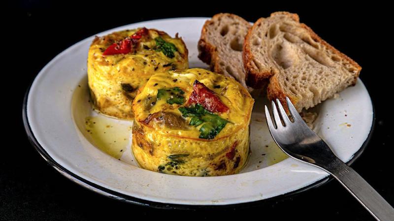 mini crustless quiches with roasted vegetables & béchamel