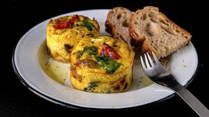mini crustless quiches with roasted vegetables & béchamel