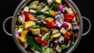 roasted vegetable tacos with refried chickpea purée & crumbled feta cheese