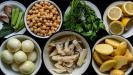 oven-baked salt cod with vegetables & chickpeas