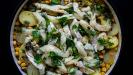 oven-baked salt cod with vegetables & chickpeas