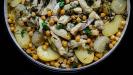 oven-baked salt cod with vegetables & chickpeas