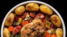 turkey shanks «osso buco» with cherry tomatoes & baby potatoes