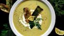 cream of leek & potato soup (with lemon & dill & herb chips)