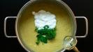 cream of leek & potato soup (with lemon & dill & herb chips)