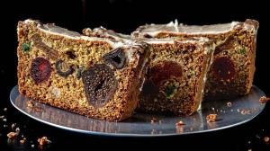 cake aux fruits méditerranéen avec glaçage au cognac