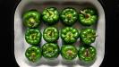 «gemista» stuffed green bell peppers with ground beef & rice & herbs