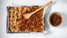 tomato and black olive flatbread