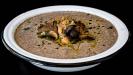 soupe veloutée de champignons rôtis (avec bouillon de champignons fait-maison & garniture de champignons forestiers frits)
