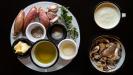 soupe veloutée de champignons rôtis (avec bouillon de champignons fait-maison & garniture de champignons forestiers frits)