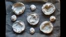 white wine & citrus poached pears pavlovas