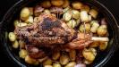 dry-basted & broiled & steamed & roasted leg of lamb
