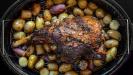 dry-basted & broiled & steamed & roasted leg of lamb