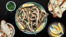 beer-marinated & fried fresh anchovies
