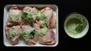 chicken thighs & rice pilaf casserole with lemon & oregano & green peppers