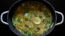 chicken thighs & rice pilaf casserole with lemon & oregano & green peppers