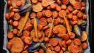 spiced carrot & sweet potato soup with tahini drizzle & seeds