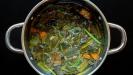 spiced carrot & sweet potato soup with tahini drizzle & seeds